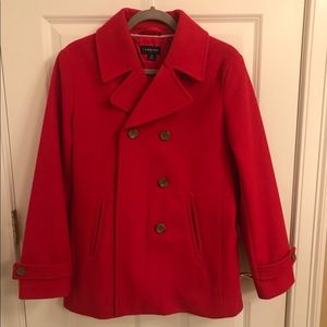 Lands’ End Red Wool Peacoat